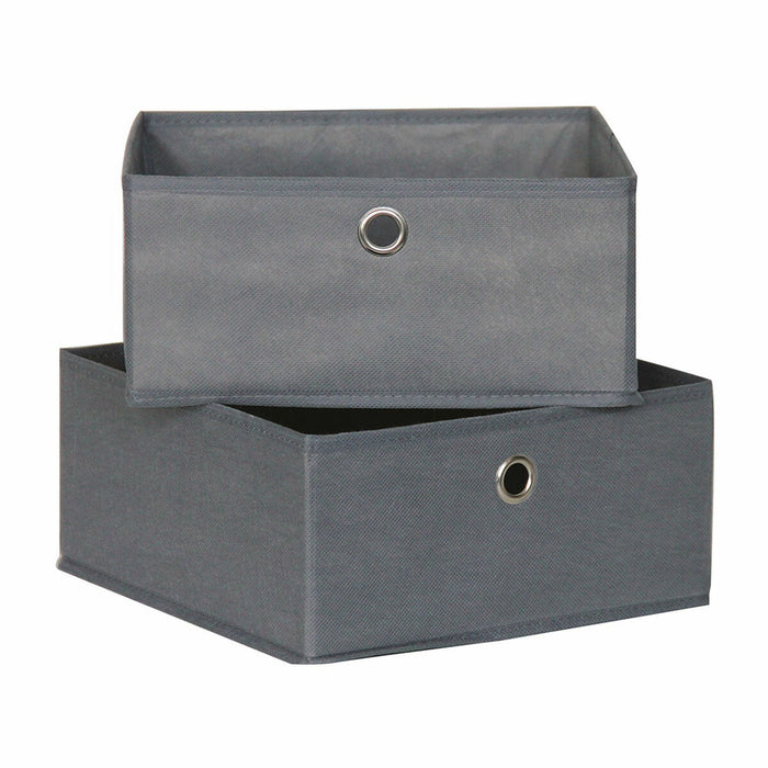 Cajas de almacenamiento Mondex Gris 28 x 28 x 13 cm (2 Unidades)