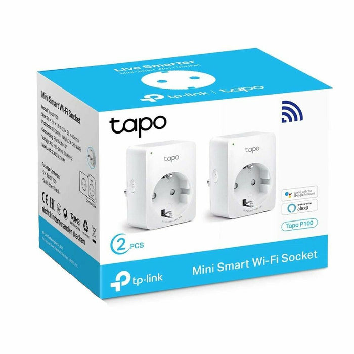 Prise Intelligente TP-Link Tapo P100 2-pack 2900W Wi-Fi 220 V 220-240 V 13 A 10 A Blanc (2 uds)