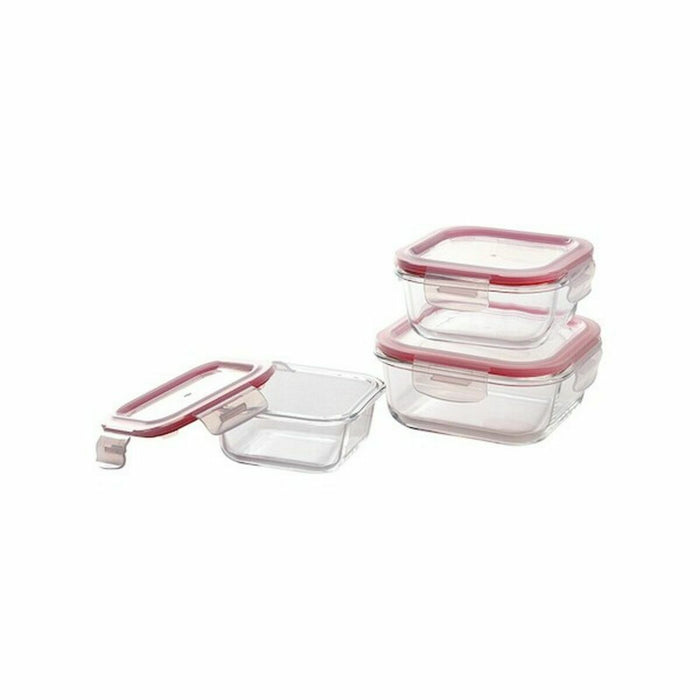 Set de Fiambreras Bergner Q4052 Cuadrado Vidrio de Borosilicato (3 pcs)