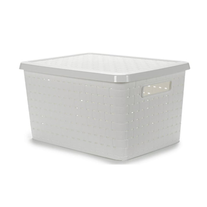 Storage Box with Lid White 40 L Plastic (35 x 25 x 46 cm)