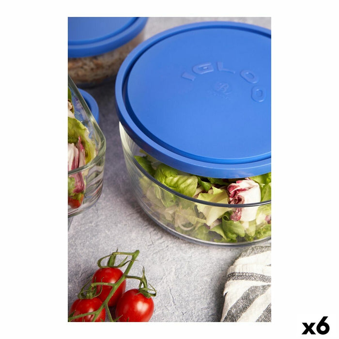 Boîte à lunch Borgonovo Igloo Bleu 2,2 L (6 Unités) (Ø 22cm)