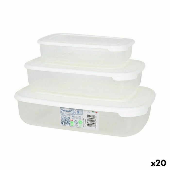 Set de 3 Fiambreras Tontarelli Family Blanco Rectangular 29,6 x 19,8 x 7,7 cm (20 Unidades)