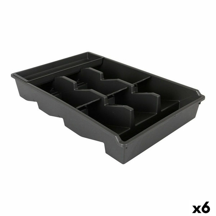 Organizador para Cubiertos Tontarelli Bella plus Negro 43,6 x 28,7 x 7,13 cm (6 Unidades)