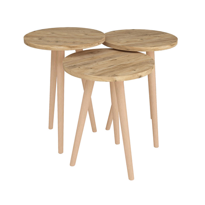 Set de 3 Tables Gigognes Alexandra House Living Naturel Chêne Bois MDP 35 x 49 x 35 cm 35 x 45 x 35 cm 35 x 47 x 35 cm