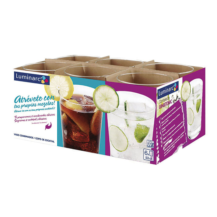 Vaso Luminarc Sidra Gigante Transparente Vidrio 6 Unidades 530 ml (Pack 6x)