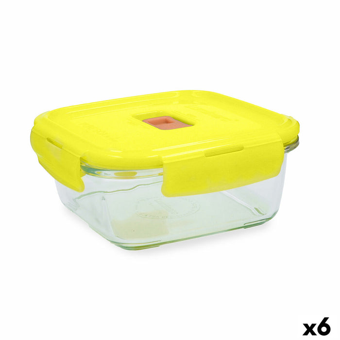 Fiambrera Hermética Luminarc Pure Box Holy Amarillo Vidrio Cuadrada 1,22 L (6 Unidades)