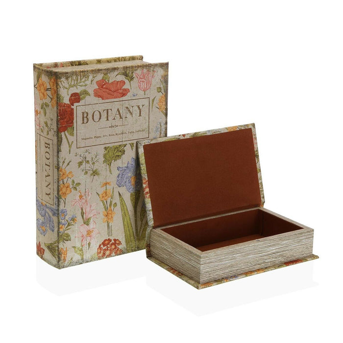 Boîte Décorative Versa Botany Livre Toile Bois MDF 7 x 27 x 18 cm