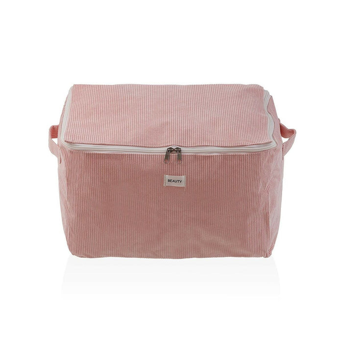 Caja de Almacenamiento Versa Corduroy 38 x 26 x 26 cm Rosa