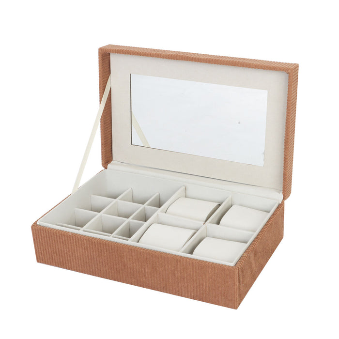 Jewelry box Versa Polyester Cardboard Mirror 16 x 7,8 x 25 cm