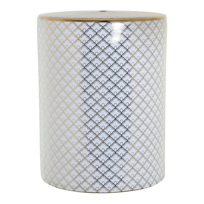 Table d'appoint DKD Home Decor Blanc Porcelaine Doré (33 x 33 x 42 cm)