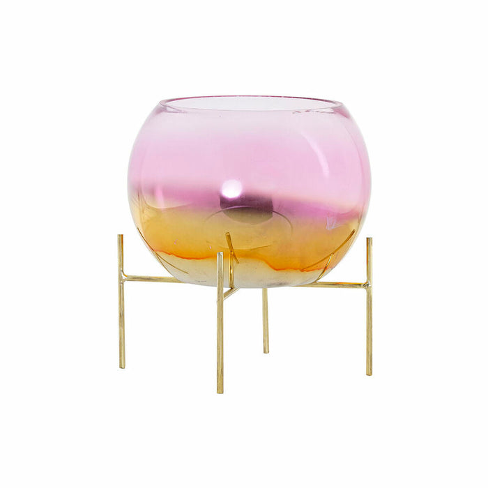 Portavelas DKD Home Decor 8424001830619 Rosa Dorado Metal Cristal 19 x 19 x 20,5 cm