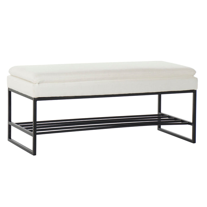 Butaca Pie de Cama DKD Home Decor Negro Beige Hierro 80,5 x 36 x 35,5 cm