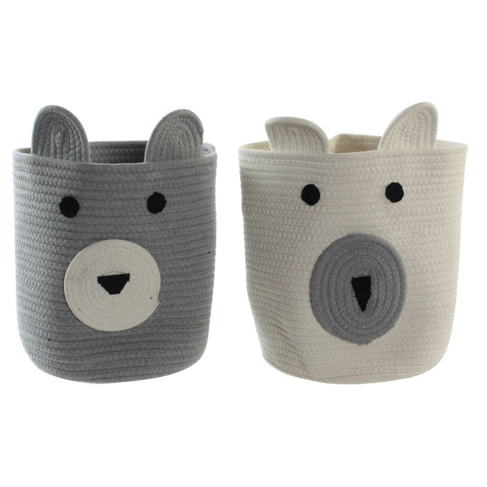 Cesta DKD Home Decor Poliéster Infantil Oso (25 x 25 x 37 cm) (2 Unidades)