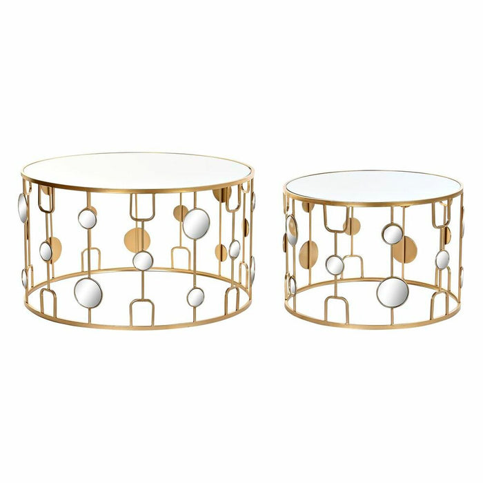 Set of 2 small tables DKD Home Decor Mirror Golden Metal (80 x 80 x 45 cm) (2 pcs)