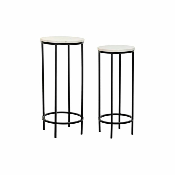 Set de 2 Tables Gigognes DKD Home Decor Blanc Noir 30,5 x 30,5 x 69 cm