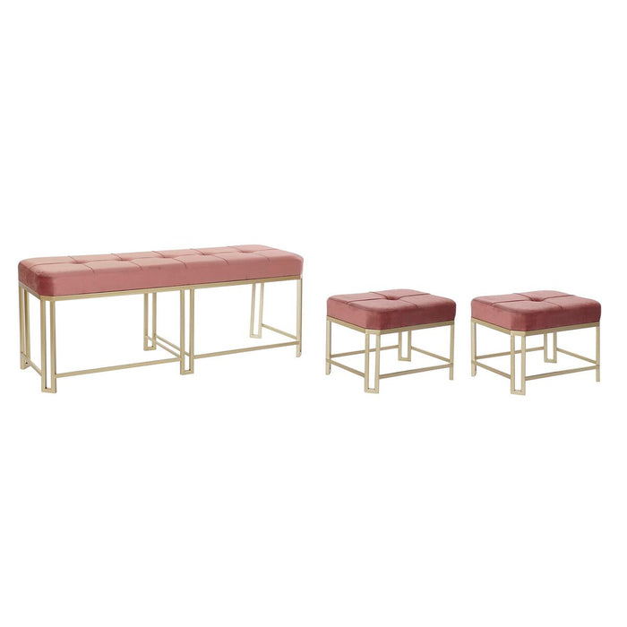 Banqueta DKD Home Decor   Rosa Metal Terciopelo (120 x 40 x 46 cm)