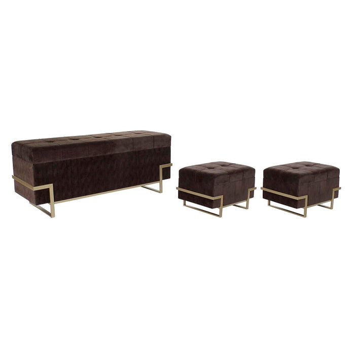 Banquette DKD Home Decor   Doré Métal Marron Velours (120 x 42 x 48 cm)