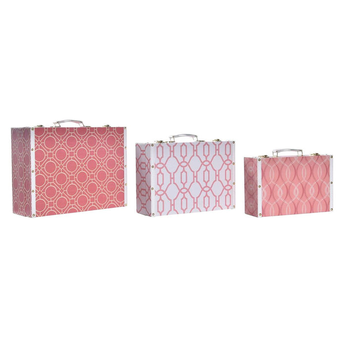 Set of decorative boxes DKD Home Decor Canvas Wood (40 x 31 x 15 cm)