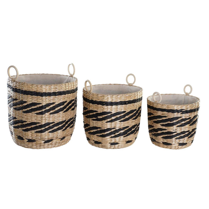 Basket set DKD Home Decor Polyester Colonial Fibre (38 x 38 x 36 cm)