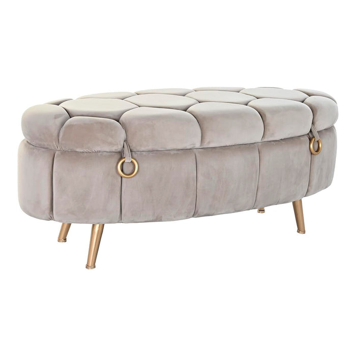 Banco baúl DKD Home Decor Beige Metal Poliéster (125 x 55 x 53 cm)