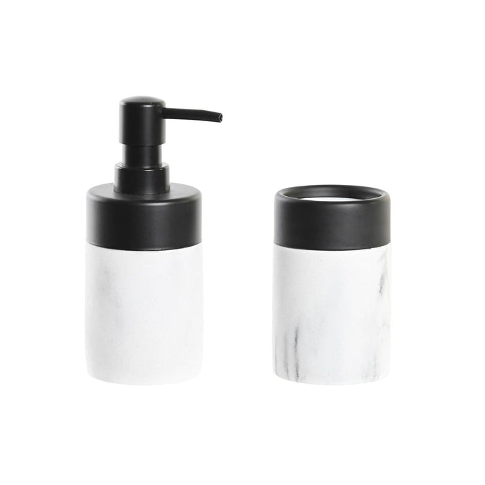 Set de Baño DKD Home Decor Blanco Negro Blanco/Negro Metal Resina Moderno 7,2 x 7,2 x 16,4 cm