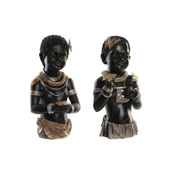 Decorative Figure DKD Home Decor 20,5 x 18 x 35 cm Black Colonial African Woman (2 Units)