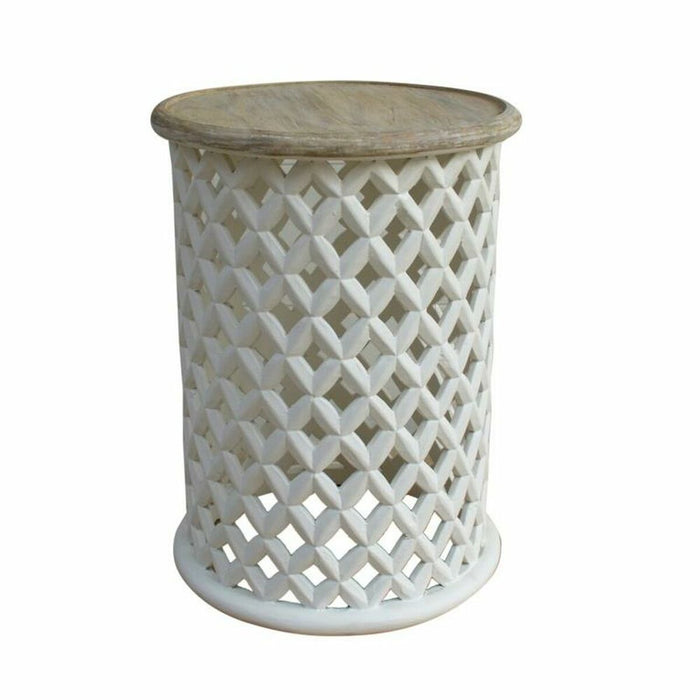 Table d'appoint DKD Home Decor Blanc Naturel Bois de manguier 45 x 45 x 62 cm