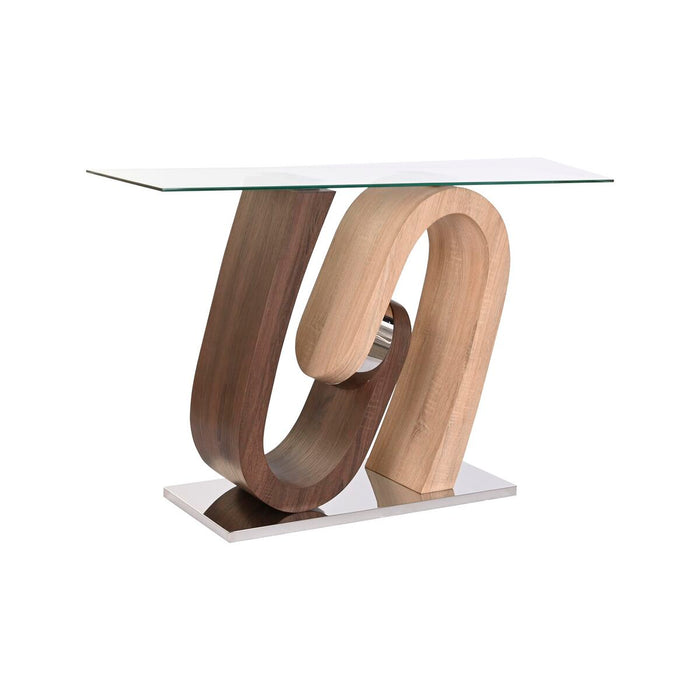 Console DKD Home Decor MDF Wood Natural Brown Transparent Silver Steel 120 x 40 x 76 cm