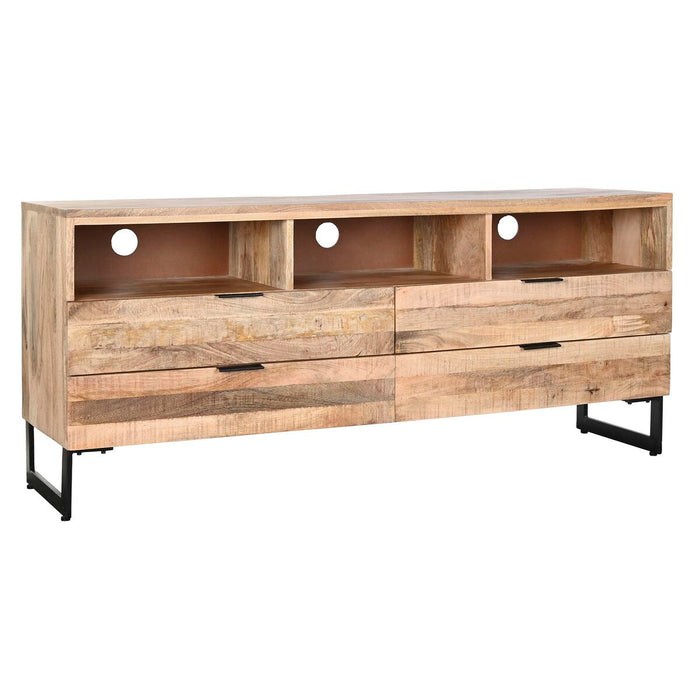 Mueble de TV DKD Home Decor Natural Negro Metal Madera de mango (150 x 40 x 65 cm)