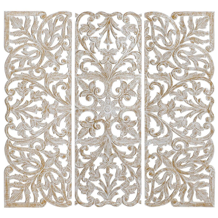 Decoración de Pared DKD Home Decor Dorado Blanco Hierro Romántico Madera MDF (40 x 2 x 120 cm)