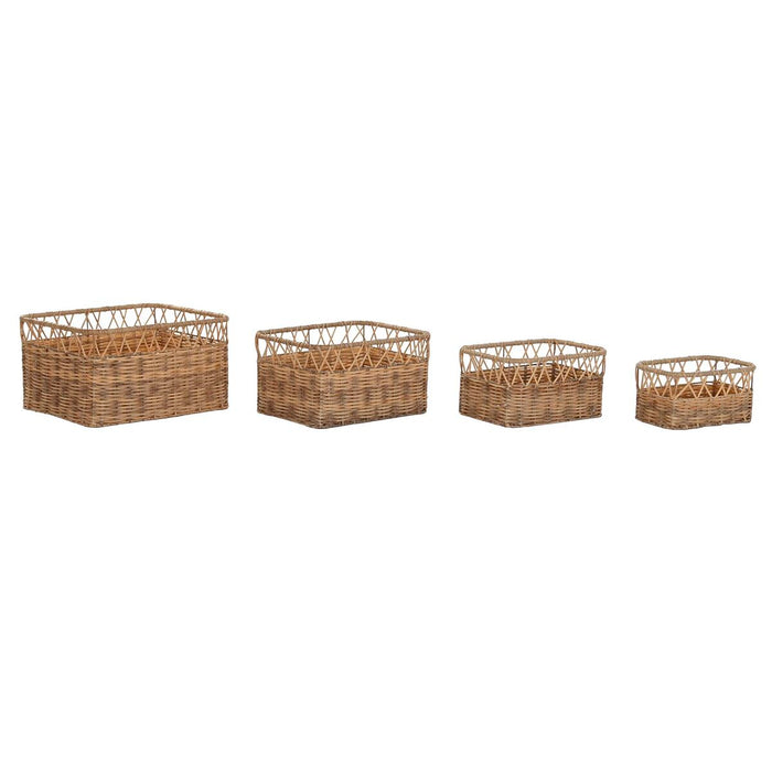 Set de basket DKD Home Decor Naturel Métal Polyéthylène 42 x 32 x 22 cm 4 Pièces