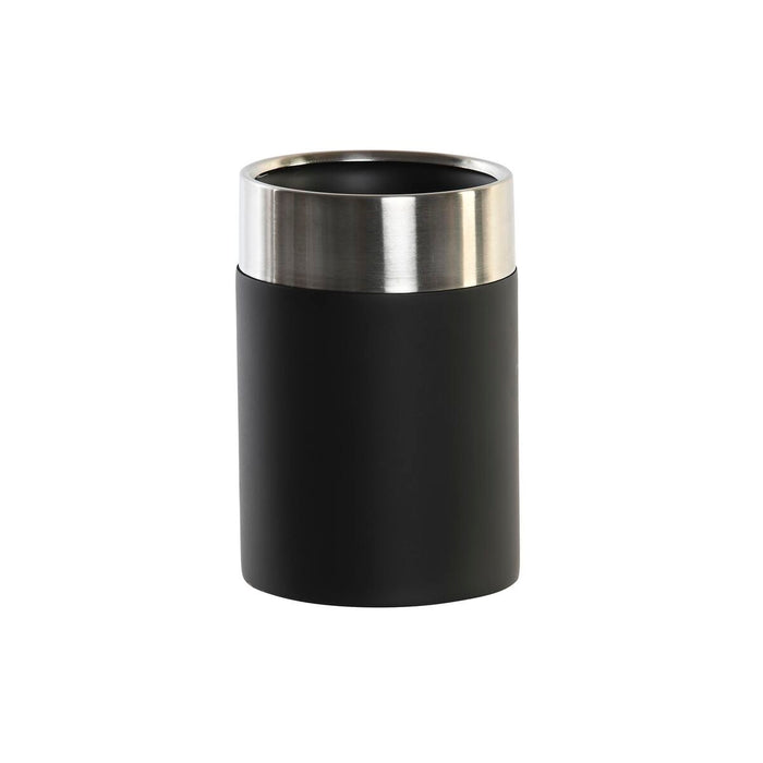 Toothbrush Holder DKD Home Decor Black Silver Resin Stainless steel 7 x 7 x 10,5 cm (12 Units)