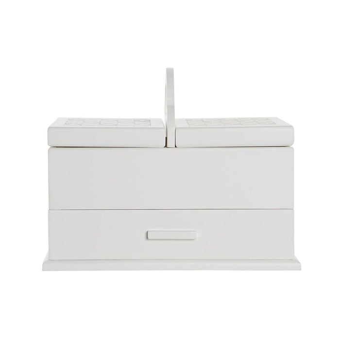 Caja-Joyero DKD Home Decor Cristal Blanco Marfil Madera MDF 30 x 17 x 24 cm