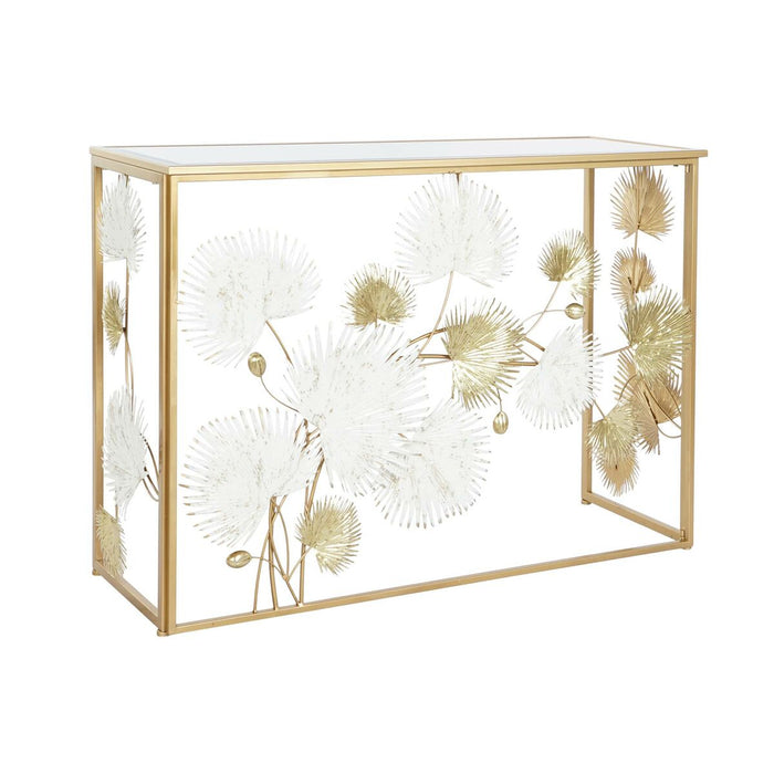 Console DKD Home Decor Blanc Doré Métal Miroir 108 x 37 x 80 cm