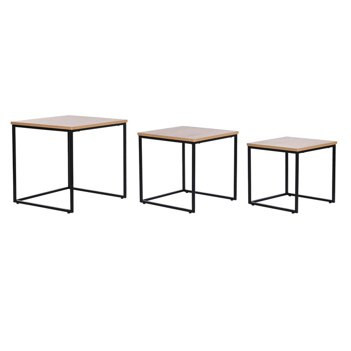 Juego de 3 mesas DKD Home Decor Negro Metal 45 x 45 x 45 cm Madera MDF