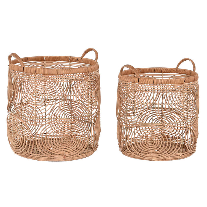 Juego de Cestas DKD Home Decor Natural Marrón claro Tropical 40 x 40 x 47 cm