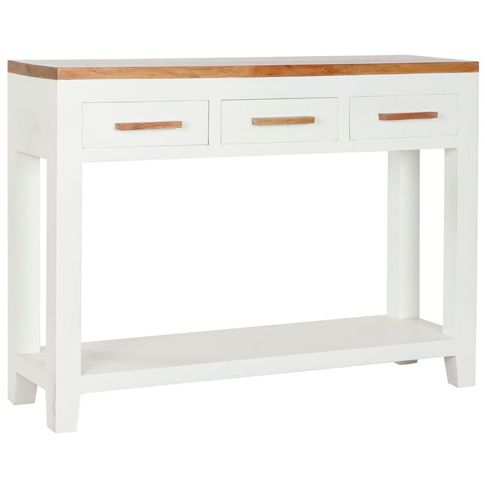 Table d'appoint DKD Home Decor Blanc Marron Acacia Bois de manguier 110 x 30 x 80 cm