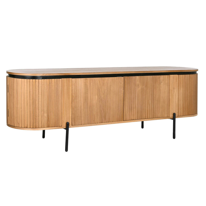 Mueble de TV Home ESPRIT Negro Natural Metal Madera de Paulonia 180 x 40 x 55 cm