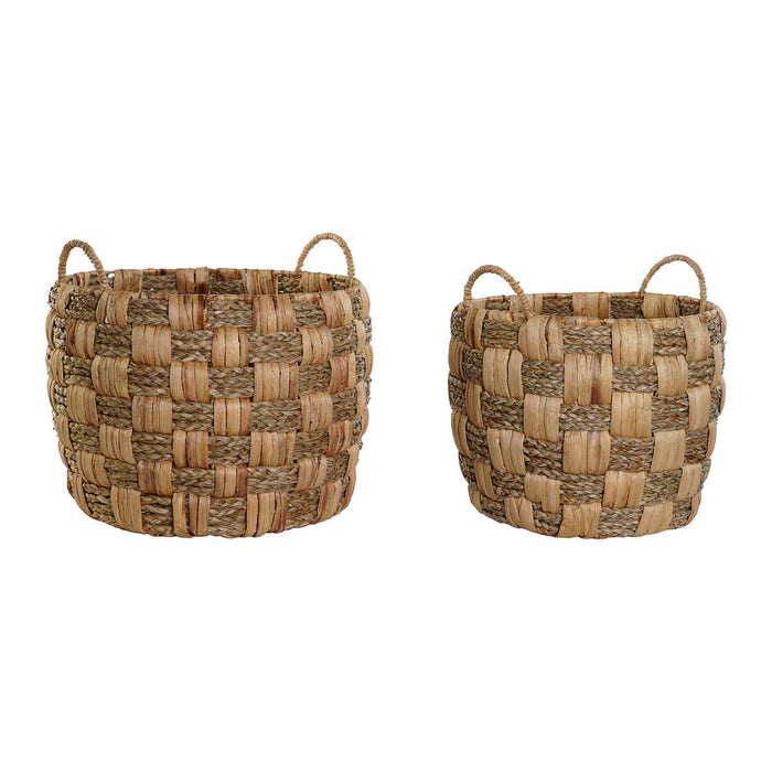 Juego de Cestas Home ESPRIT Natural Hierba marina Fibra natural Boho 43 x 43 x 39 cm (2 Piezas)