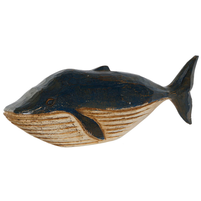 Decorative Figure Home ESPRIT White Navy Blue Whale 40 x 7 x 12 cm