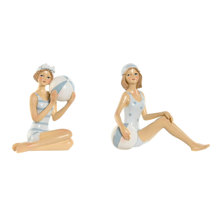 Figurine Décorative Home ESPRIT Blanc Bleu ciel méditerranéen 8 x 8 x 12,5 cm (2 Unités)