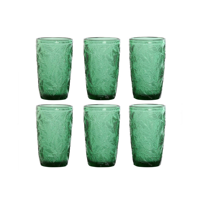 Set de Vasos Home ESPRIT Verde Cristal Con relieve 370 ml (6 Unidades)