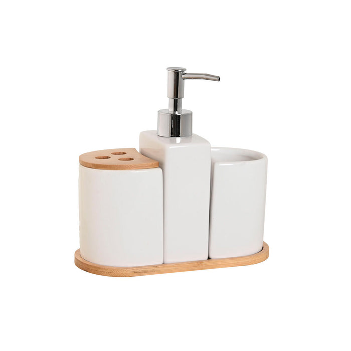 Ensemble de Bain Home ESPRIT Blanc Naturel Bambou Dolomite 19,5 x 10 x 19 cm