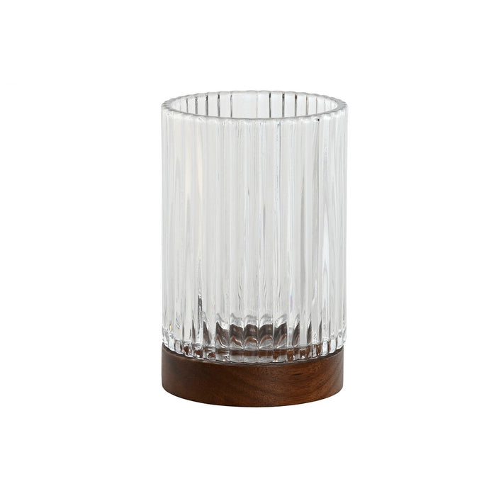 Vasos Home ESPRIT Marrón Cristal Acacia 7,5 x 7,5 x 11,5 cm