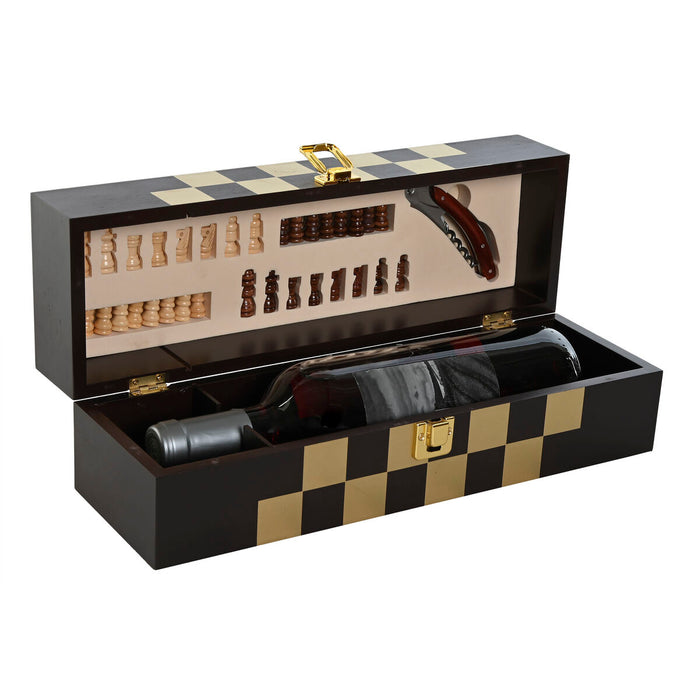 Set de Accesorios para Vino Home ESPRIT Marrón oscuro Madera MDF 36 x 11 x 12 cm