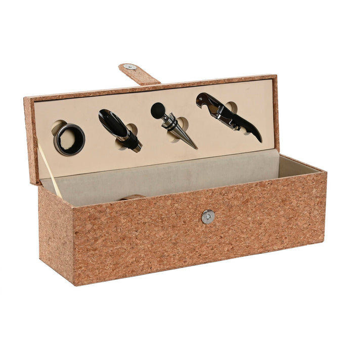 Set de Accesorios para Vino Home ESPRIT Natural Corcho 36 x 11 x 12 cm