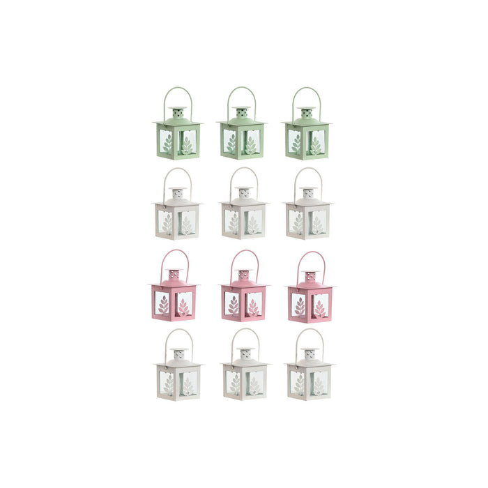 Street lamp Home ESPRIT White Green Pink Crystal Iron Shabby Chic 7 x 7 x 10 cm (3 Pieces) (4 Units)