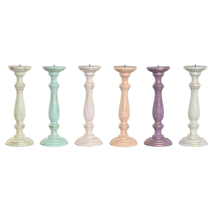 Candelabro Home ESPRIT Metal Madera de mango Shabby Chic 12 x 12 x 34 cm