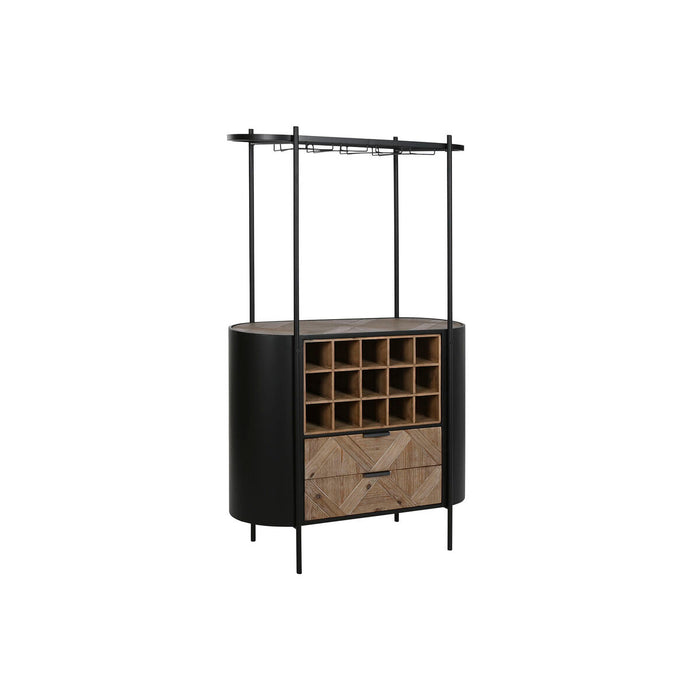 Botellero Home ESPRIT Negro Natural Metal Abeto 90 x 36 x 150 cm