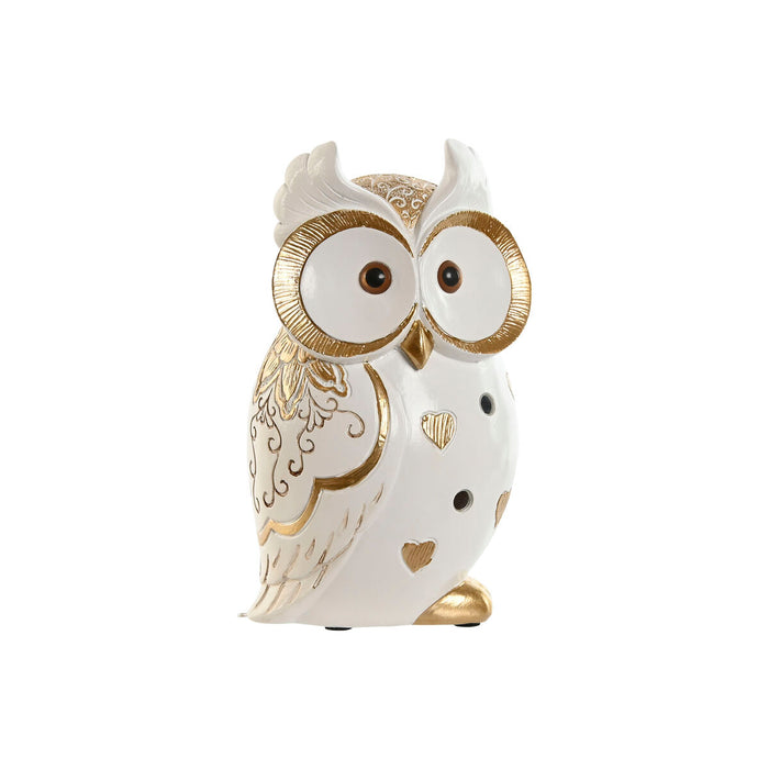 Decorative Figure Home ESPRIT White Golden Owl Romantic 10 x 8 x 18 cm